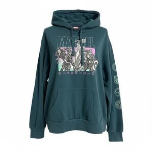 Marvel Grunge Sweatshirt Fleece Pullover Hoodie Distressed Thrashed Destroyed XL